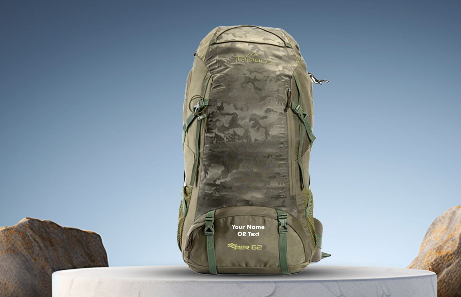 Tripole AIR 62 Litre Travel And Hiking Rucksack-Green Jacquard