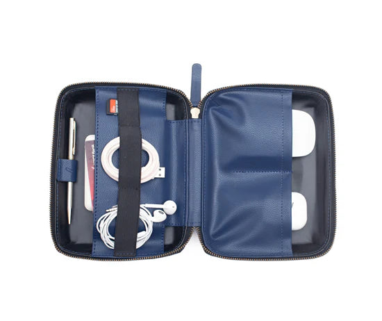Oblique Ally PU Tech Organizer Pouch-Navy